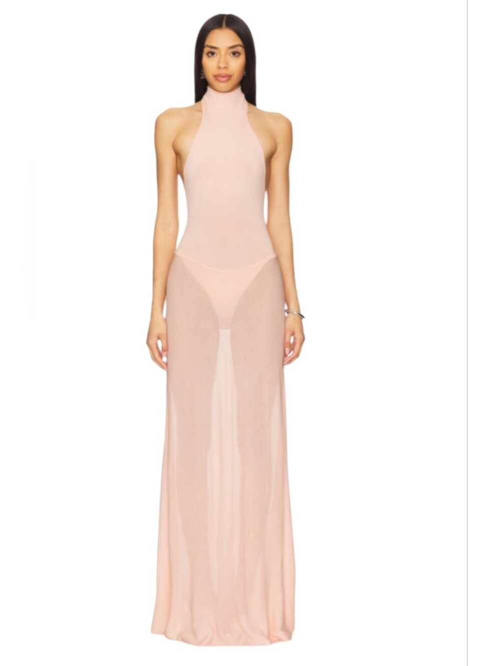 NBD Revolve Fleur Peach Halter Maxi Dress